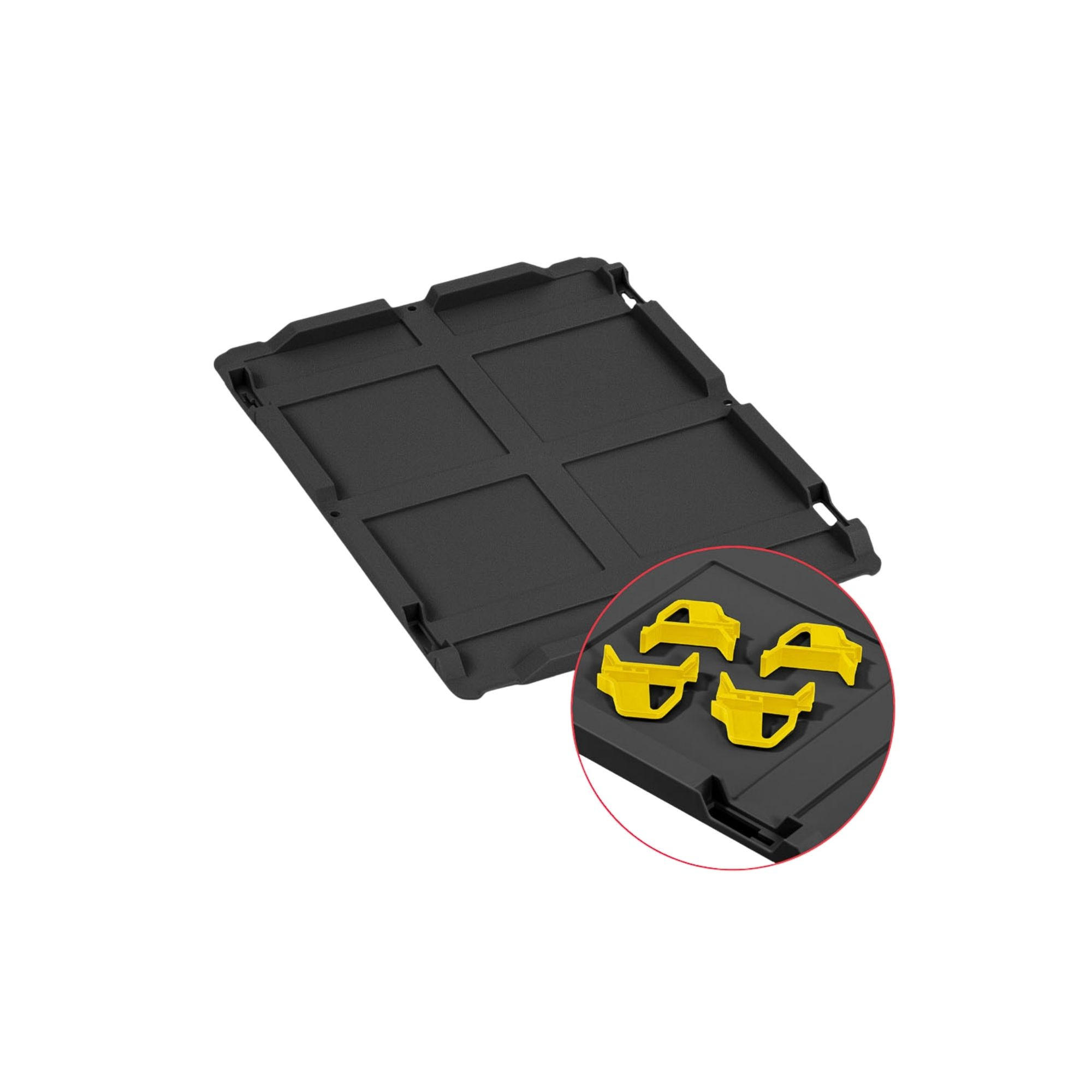 EUROBOX 4x NextGen Color mit Auflagedeckel 32x30x40 cm 30 Liter Schwarz Griffe gelb offen - Gelb/Schwarz, Kunststoff (30/32/40cm) - PROREGAL