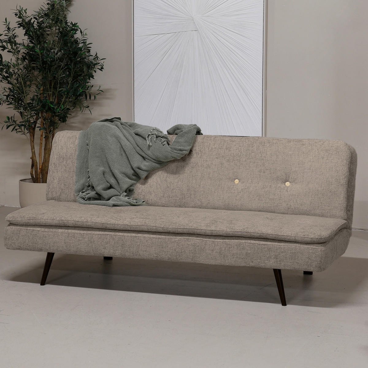SCHLASOFA 3-Stizer aus Stoff 179x87x80cm, taupe - Taupe, Textil (87/80/179cm) - Giga Meubel