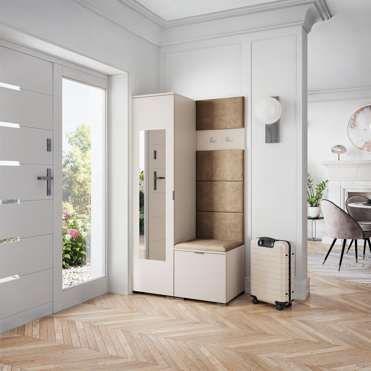 GARDEROBENSCHRANK VIRA 95/181/51 cm Modern Garderobe-Set Kaschmir - Kaschmir/Beige, Holzwerkstoff (95/181/51cm) - MASSENO