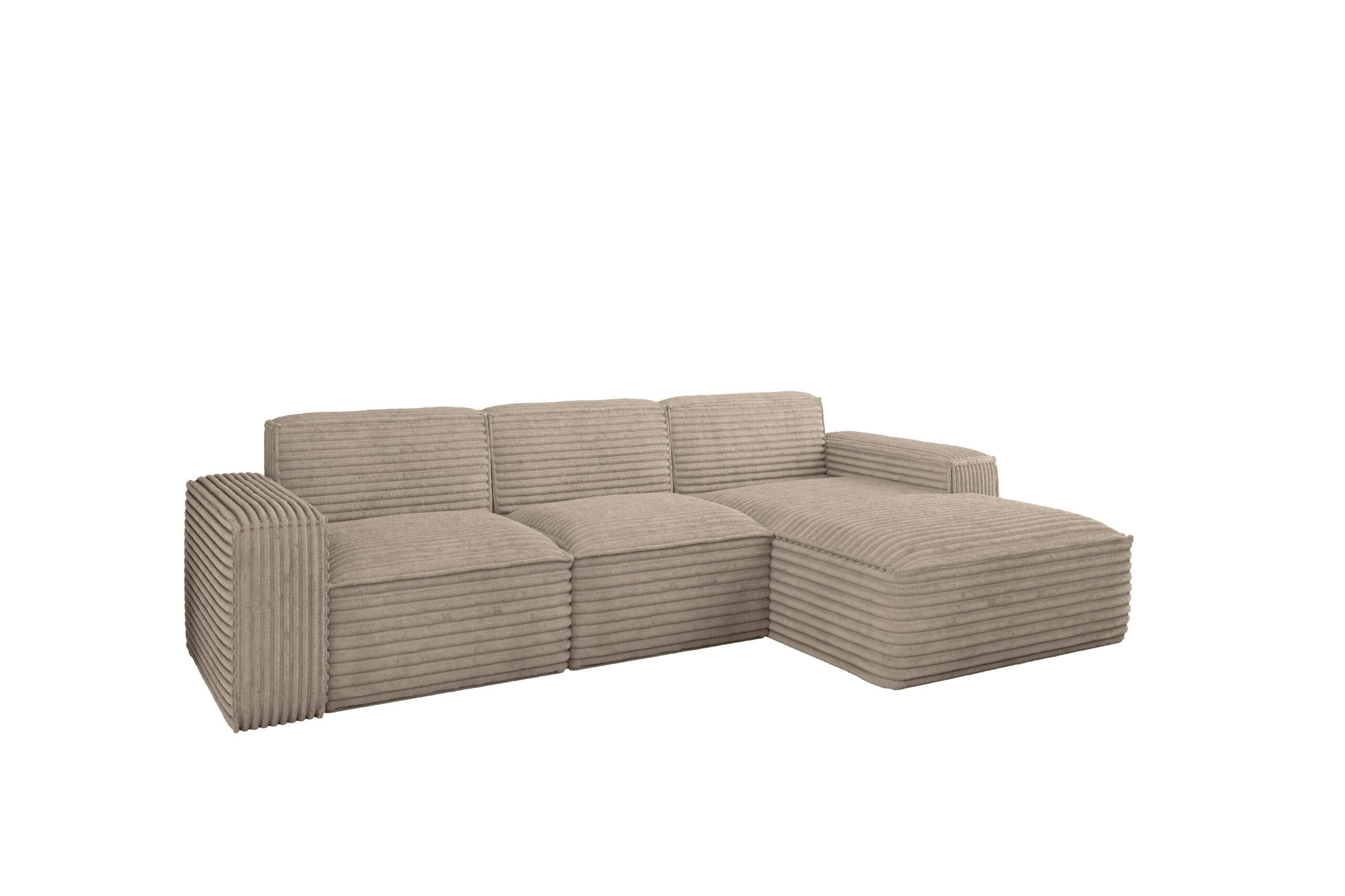 ECKSOFA L-Form Siena Stoff Velo Beige Rechts - Beige, Holz/Kunststoff (266/165cm) - Kaiser Möbel