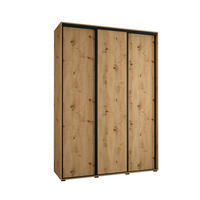 SCHWEBETÜRENSCHRANK 235,2/180/60 3-türig - Schwarz/Eiche Artisan, Holz/Metall (180/235/60cm) - Abiks Möbel