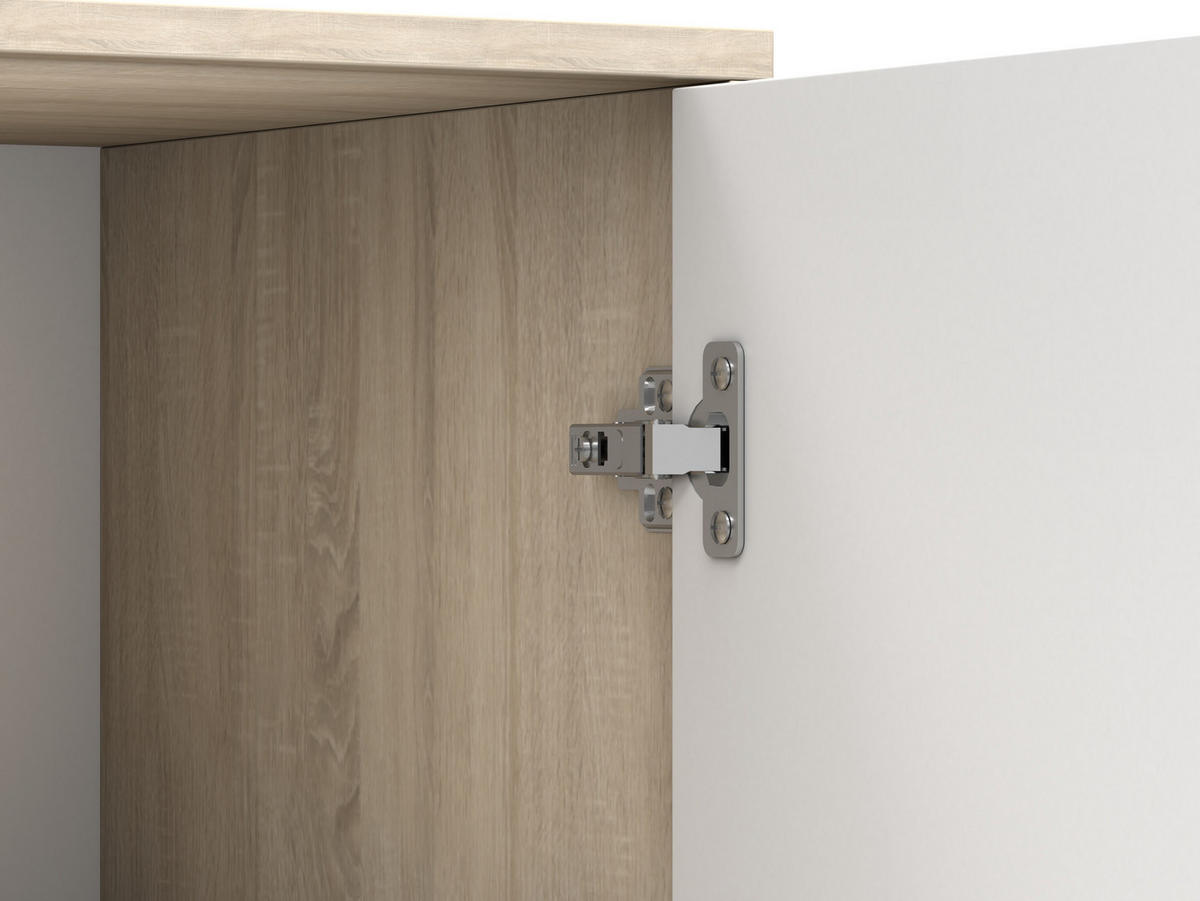 KOMMODE - Highboard IRYS 01 2D4S Sonoma + Weiß - Weiß/Sonoma Eiche, Holzwerkstoff (135/95/45cm) - Möblo