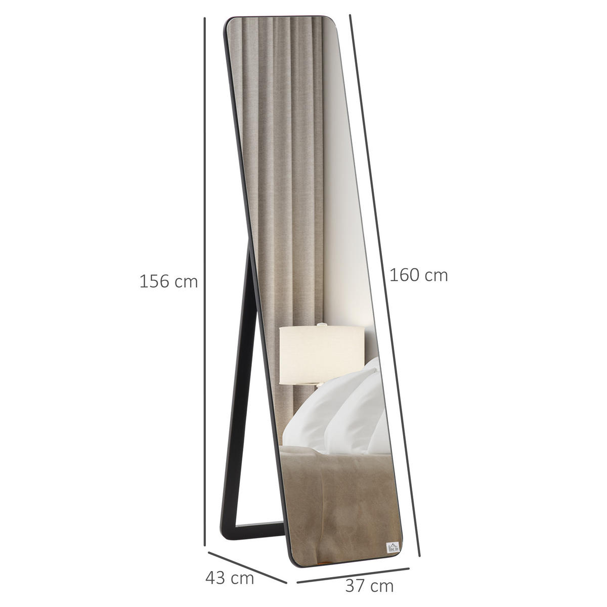 STANDSPIEGEL DE-17912 rechteckig mit Wandmontage Schwarz - Schwarz, Holzwerkstoff (37/156/43cm) - ComfortXL