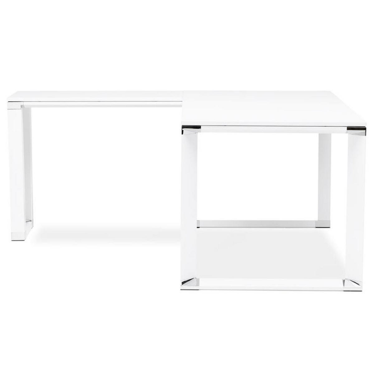 ECKSCHREIBTISCH Holz Metall Chromakzente KERIX, Weiß 170x160x74 cm - Weiß, Holz/Metall (160/170/74cm) - KADIMA DESIGN