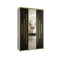 SCHWEBETÜRENSCHRANK 235,2/150/60 3-türig - Goldfarben/Schwarz, Holz/Metall (150/235/60cm) - Abiks Möbel