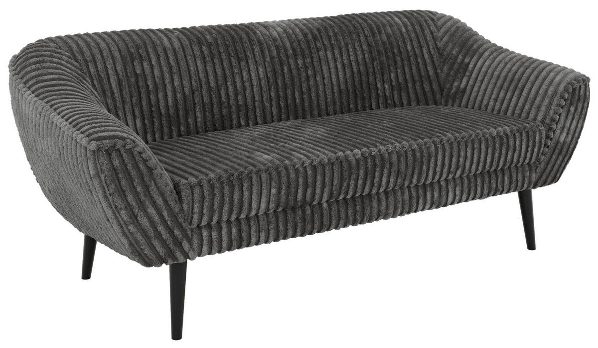 TŘÍMÍSTNÁ POHOVKA PIRS 3 - Šedá Manšestr - Černé nohy - šedá/černá, kompozitní dřevo/textil (180/75/74cm) - MKS