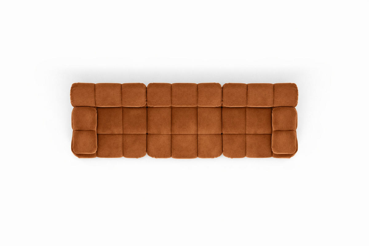 COUCH, 3-Sitzer Modular, Veloursstoff Salvador, Braun, Selia - Braun, Holz (285/70/95cm) - Kaiser Möbel