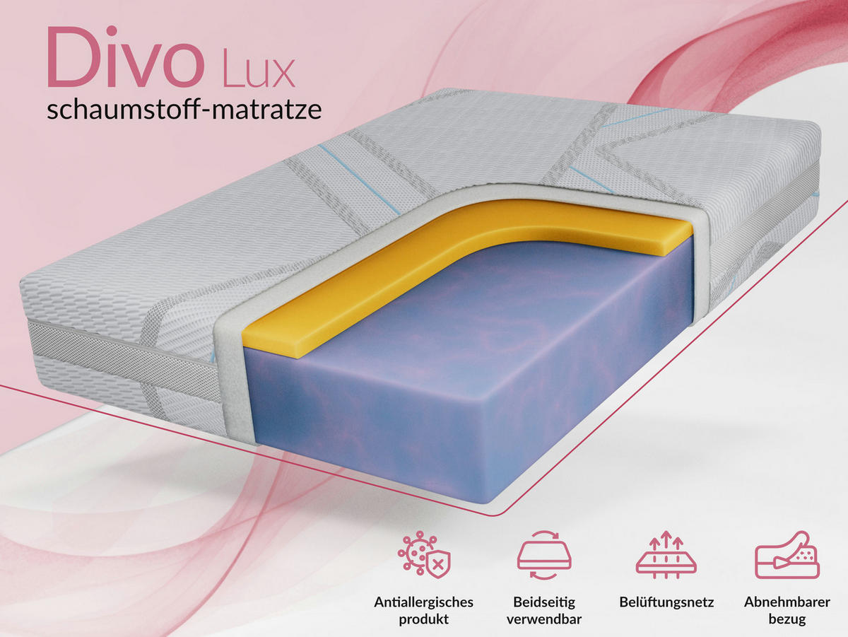 VISCOMATRATZE DIVO - 180/200 - H2 - Lux - Multicolor, Textil (180/200cm) - MKS