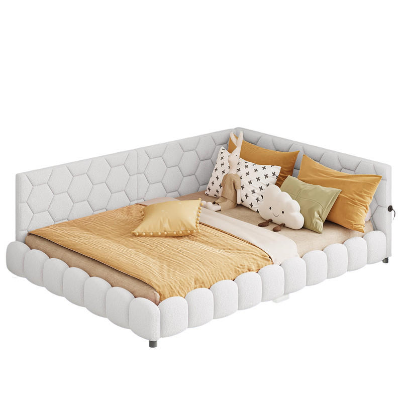 SCHLAFSOFA 140/200 cm BIJELA s LED i USB - bijela, drvo - SHOPENTRA