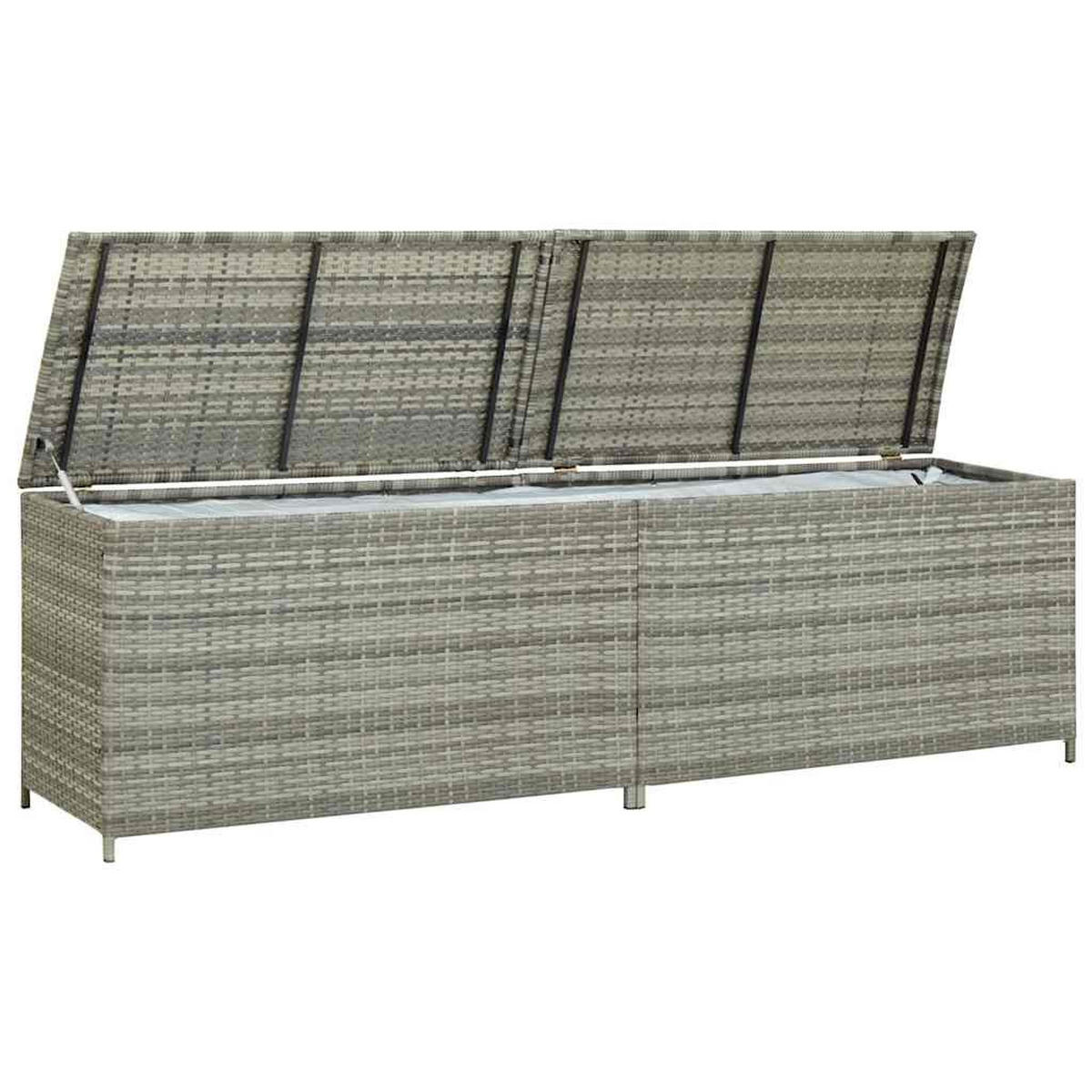 GARTENBOX Poly Rattan 200x50x60 cm Grau - Grau, Kunststoff (200/60/50cm) - furnicato