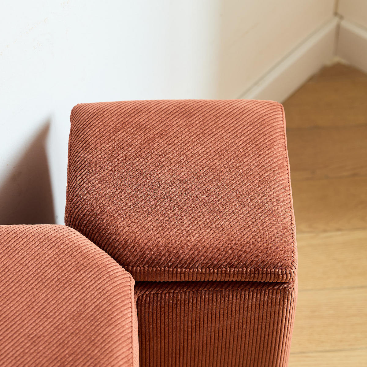 POUF Kord Terrakotta - Rot, Textil (60/38/35cm) - Nordlys