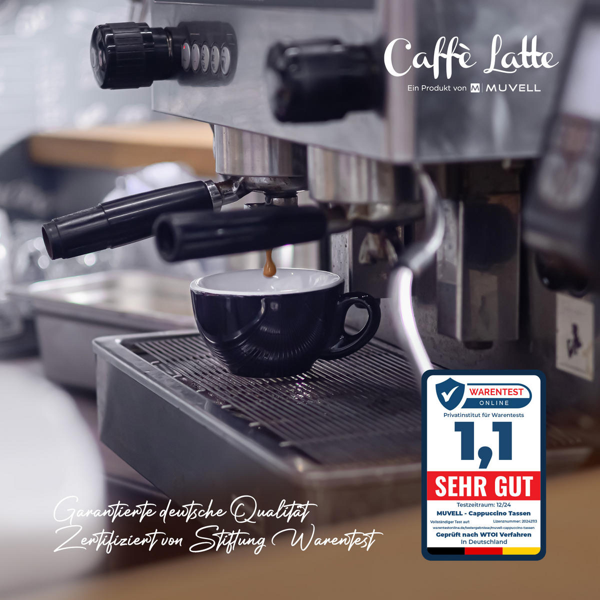 MILCHKAFFEETASSEN italia 6er Set 290 ml - Silberfarben, Metall (16/7/16cm) - Muvell