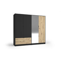 KLEIDERSCHRANK Graphit Schwarz, Eiche Artisan 221/203/54 - Eiche Artisan, Holzwerkstoff (221/203/54cm) - RAUMHIRSCH FURNITURE