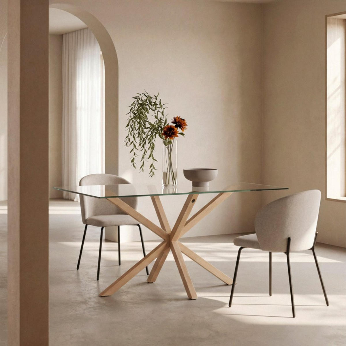 ESSZIMMERSTUHL Norah Beige 49 cm x 80 cm 4er-Set - Beige, Textil (49/80/56cm) - Klast Home