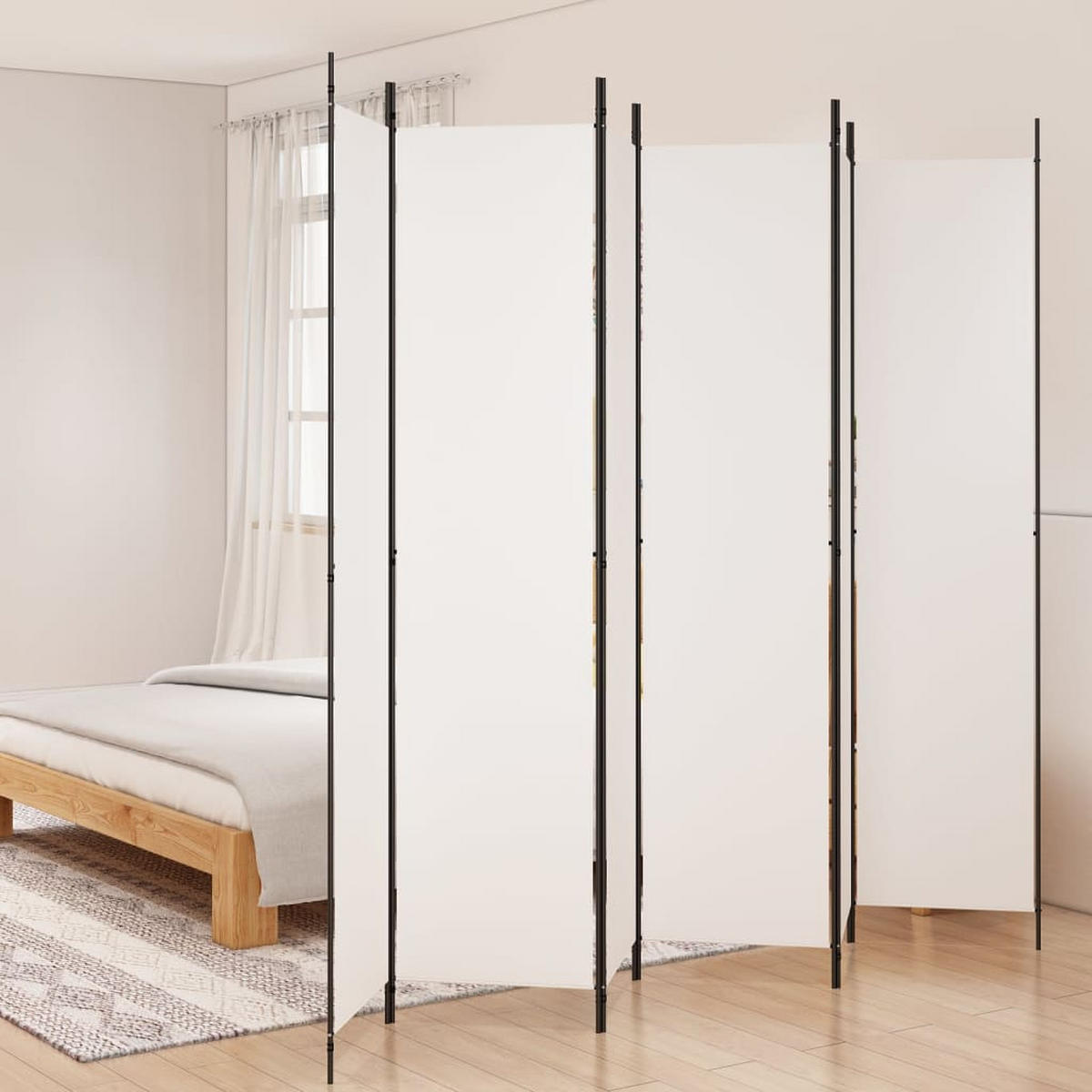 PARAVENT 6-TLG. Weiss 300/220 Cm Stoff - Weiß, Textil (300/220/300cm) - vidaXL