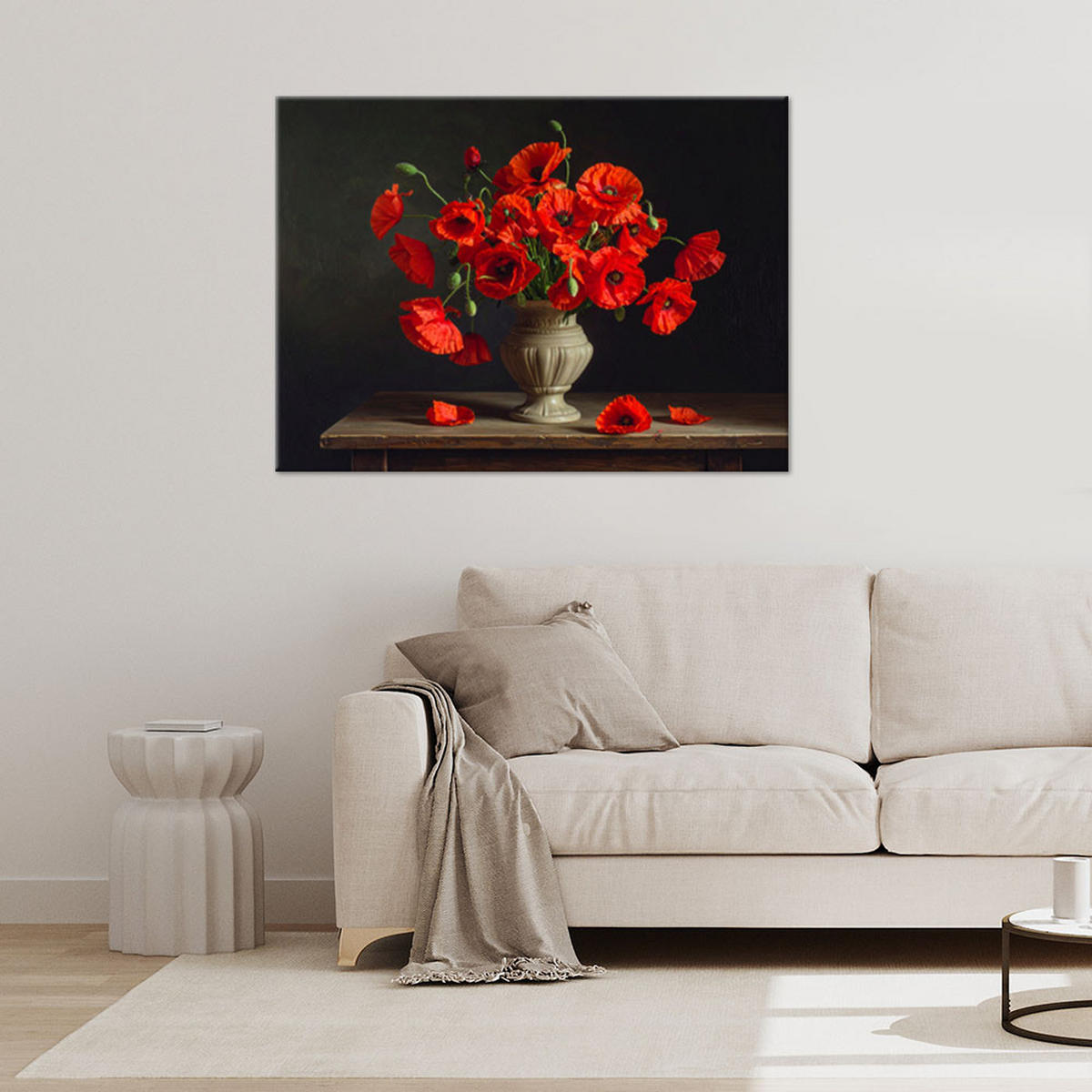 LEINWANDBILD Blumen 120x80cm - Rot, Textil (120/80cm) - Feeby