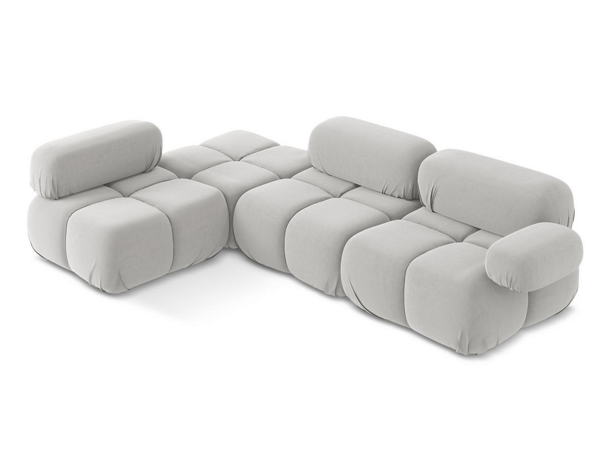 ECKSOFA Links Samt Stoff Grau - Silberfarben/Schwarz, Kunststoff/Textil (190/285cm) - Makamii