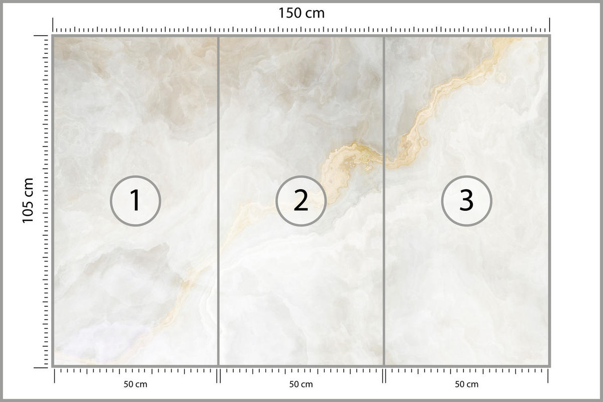 FOTOTAPETE für Wohnzimmer Zarter Marmor Goldakzente 150x105 - Beige/Goldfarben, Papier (150/105cm) - Muralo