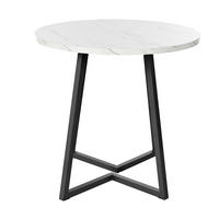 JÍDELNÍ stůl 80/80/75 cm bílý z MDF a kovu s mramorovým dekorem - bílá, kompozitní dřevo (80/80/75cm) - OKWISH