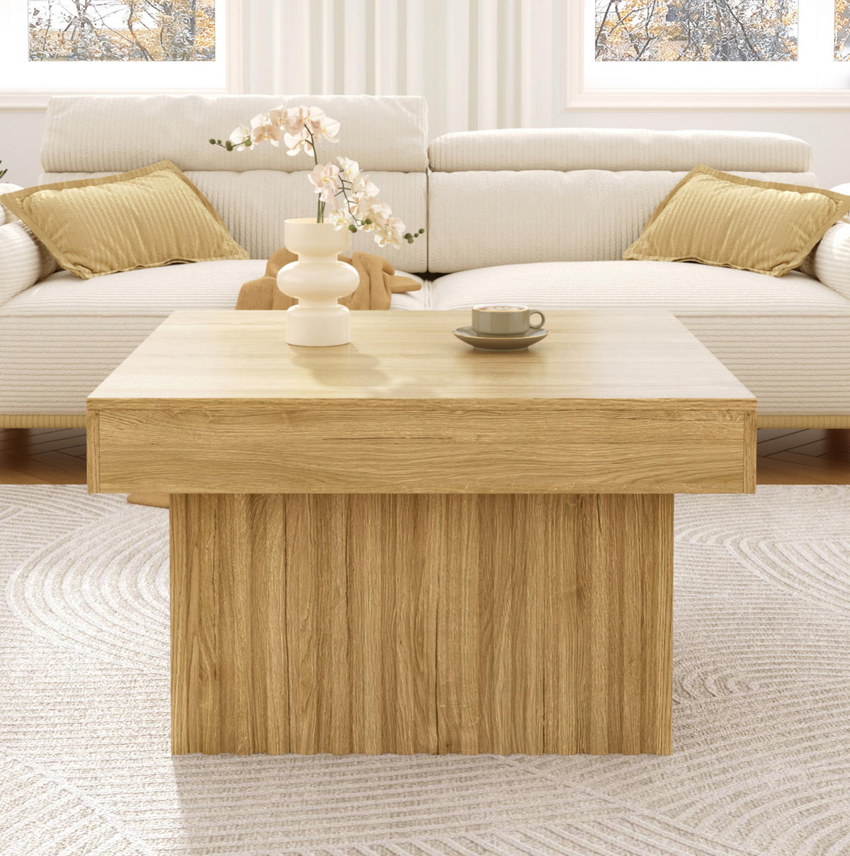 COUCHTISCH 79/79/46 cm Natur aus MDF und Spanplatte mit einfacher Montage - Naturfarben, Holzwerkstoff (79/79/46cm) - OKMYHOME