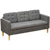 3-SITZER Sofa Stoffsofa Doppelsofa abnehmbar mit Kissen Gummiholz Baumwoll Grau - Naturfarben/Grau, Holz/Textil (62/82/166.5cm) - HOMCOM