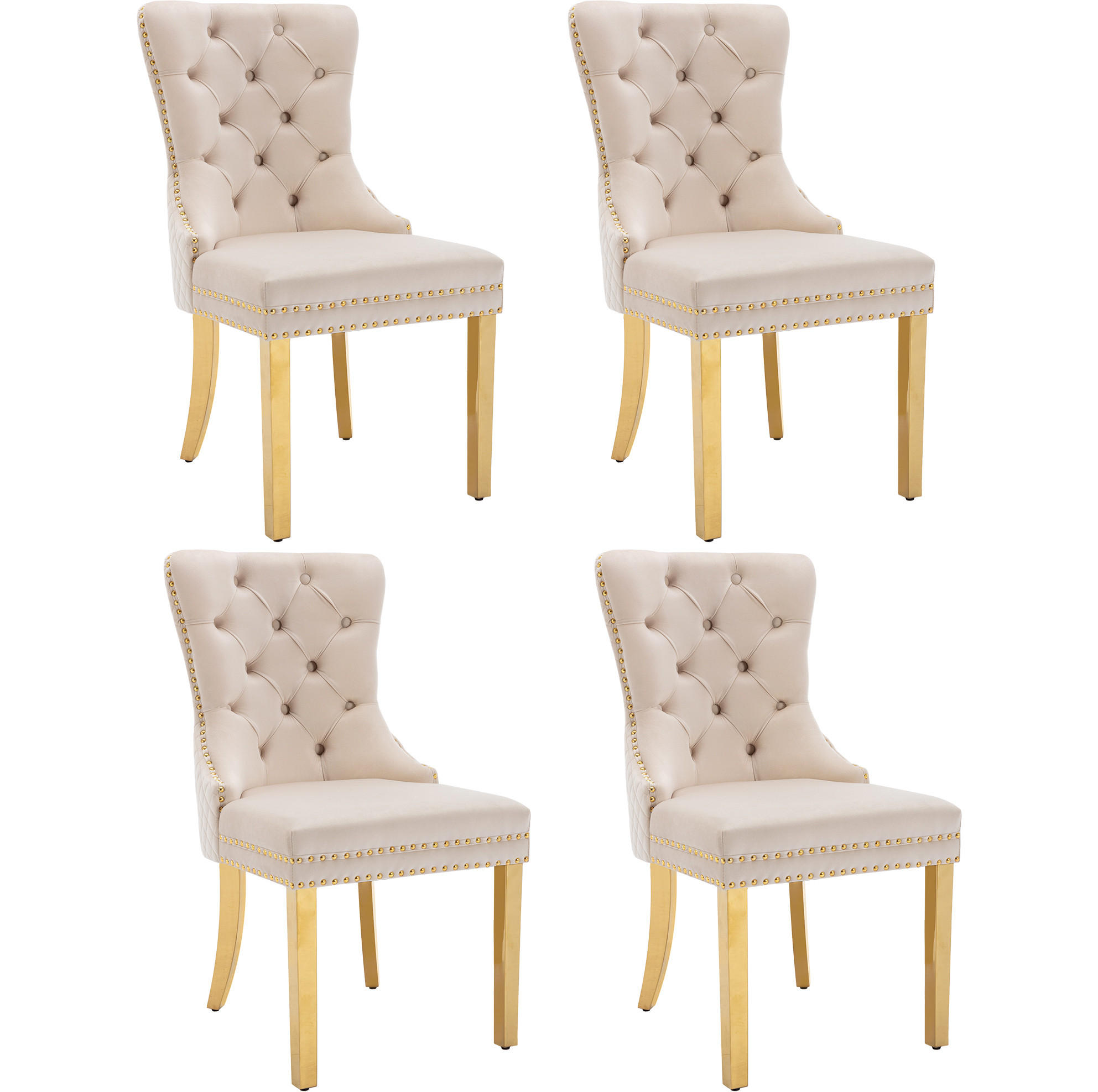 ESSZIMMERSTUHL Samt Beige mit Edelstahlbeinen - Beige, Metall (45/95/50.7cm) - Meubliv