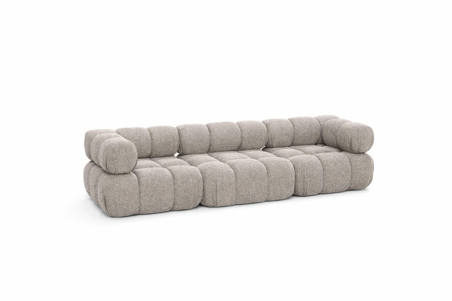 COUCH, 3-Sitzer Modular, Bouclé-Stoff Abriamo, Beige, Selia - Beige, Holz (285/70/95cm) - Kaiser Möbel