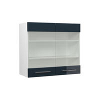 KÜCHENGLASSCHRANK Fame-Line Dunkelblau Hochglanz 80 cm - Weiß/Dunkelblau, Holzwerkstoff (80/72/34.1cm) - Vicco