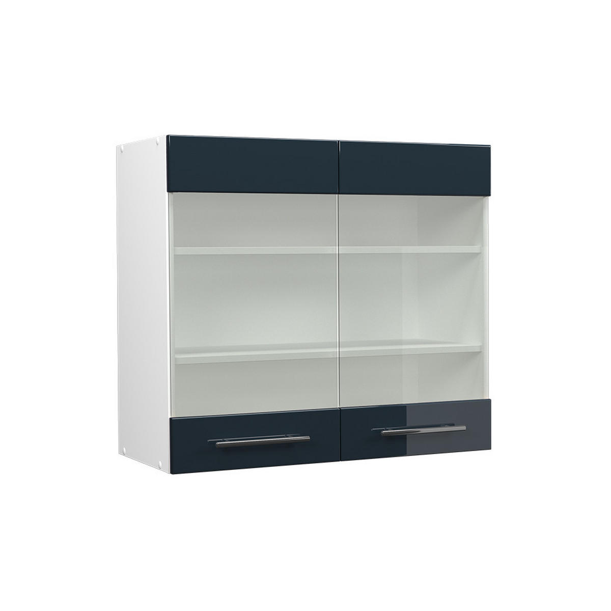 KÜCHENGLASSCHRANK Fame-Line Dunkelblau Hochglanz 80 cm - Weiß/Dunkelblau, Holzwerkstoff (80/72/34.1cm) - Vicco