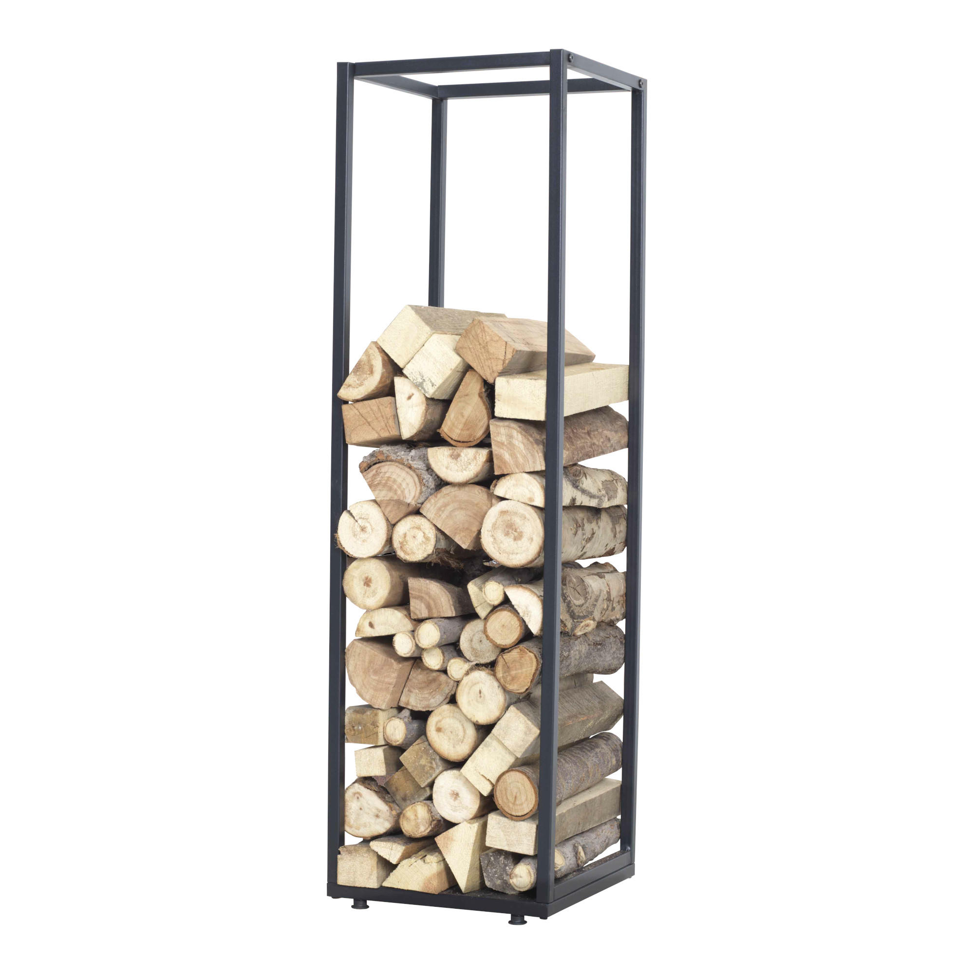 KAMINHOLZREGAL Tornved - Schwarz, Metall (35/120/35cm) - [en.casa]