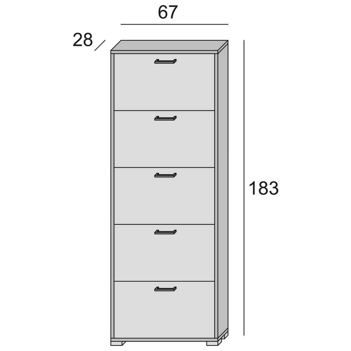 SCHUHSCHRANK Lärche 28/67/183 cm - Braun, Holzwerkstoff (67/183/28cm) - DMORA