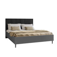 DOPPELBETT Luk II 160/200 cm ohne Matratze, Lattenrost, Bettkasten, grau, schwarz - Schwarz/Grau, Kunststoff (160/200cm) - Margaret Hadas24