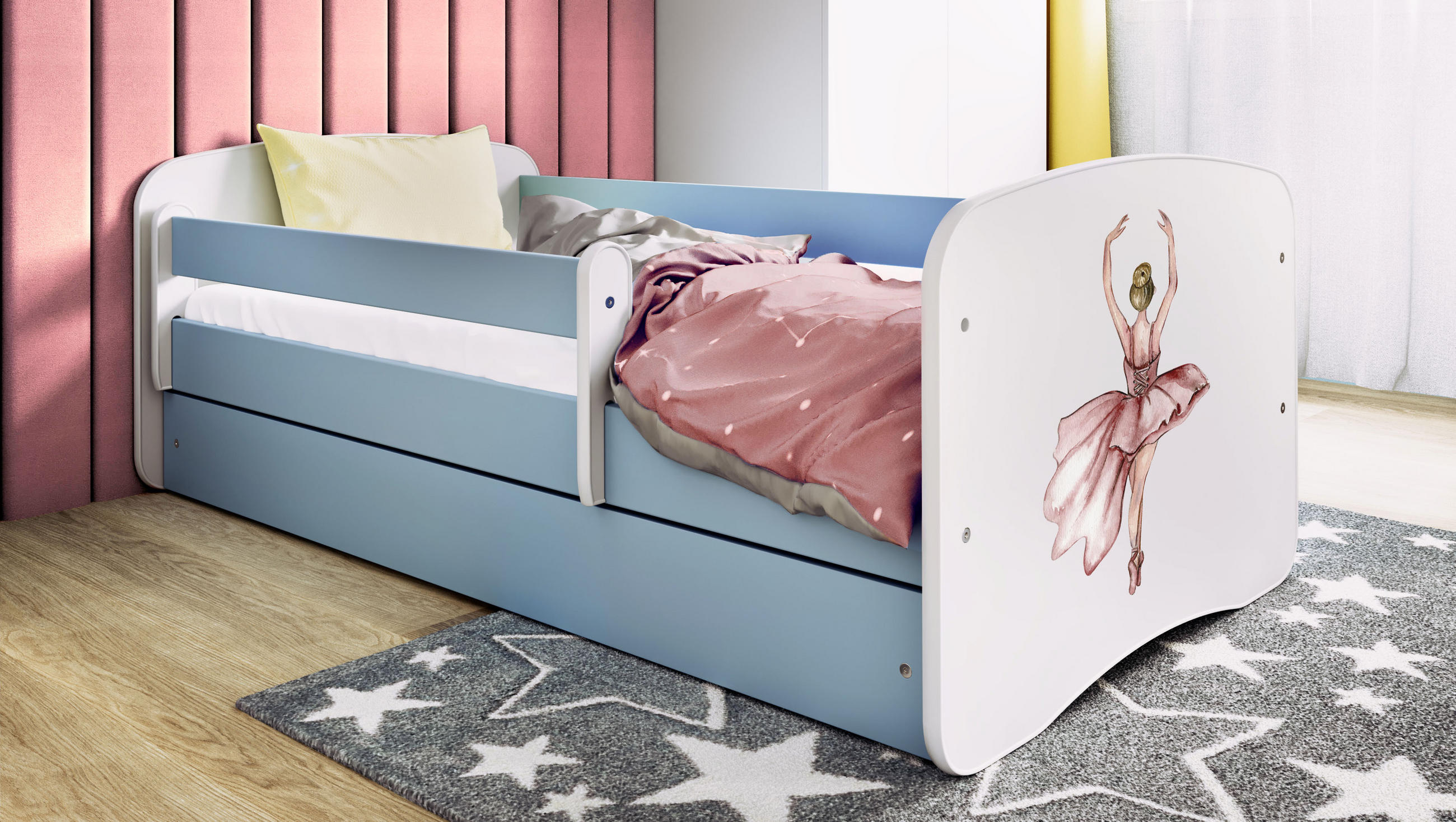 KINDERBETT Tänzerin mit Schublade und Matratze 160/80 - Blau, Holzwerkstoff (80/160cm) - RAUMHIRSCH FURNITURE