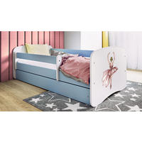 KINDERBETT Ballerina 80x160 cm mit Schublade, Rausfallschutz & Lattenrost, Blau - Blau, Holzwerkstoff (80/160cm) - RAUMHIRSCH FURNITURE