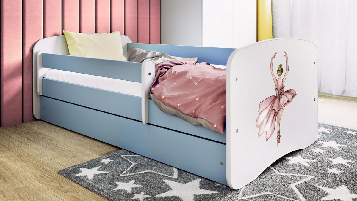 KINDERBETT Tänzerin mit Schublade und Matratze 180/80 - Blau, Holzwerkstoff (80/180cm) - RAUMHIRSCH FURNITURE