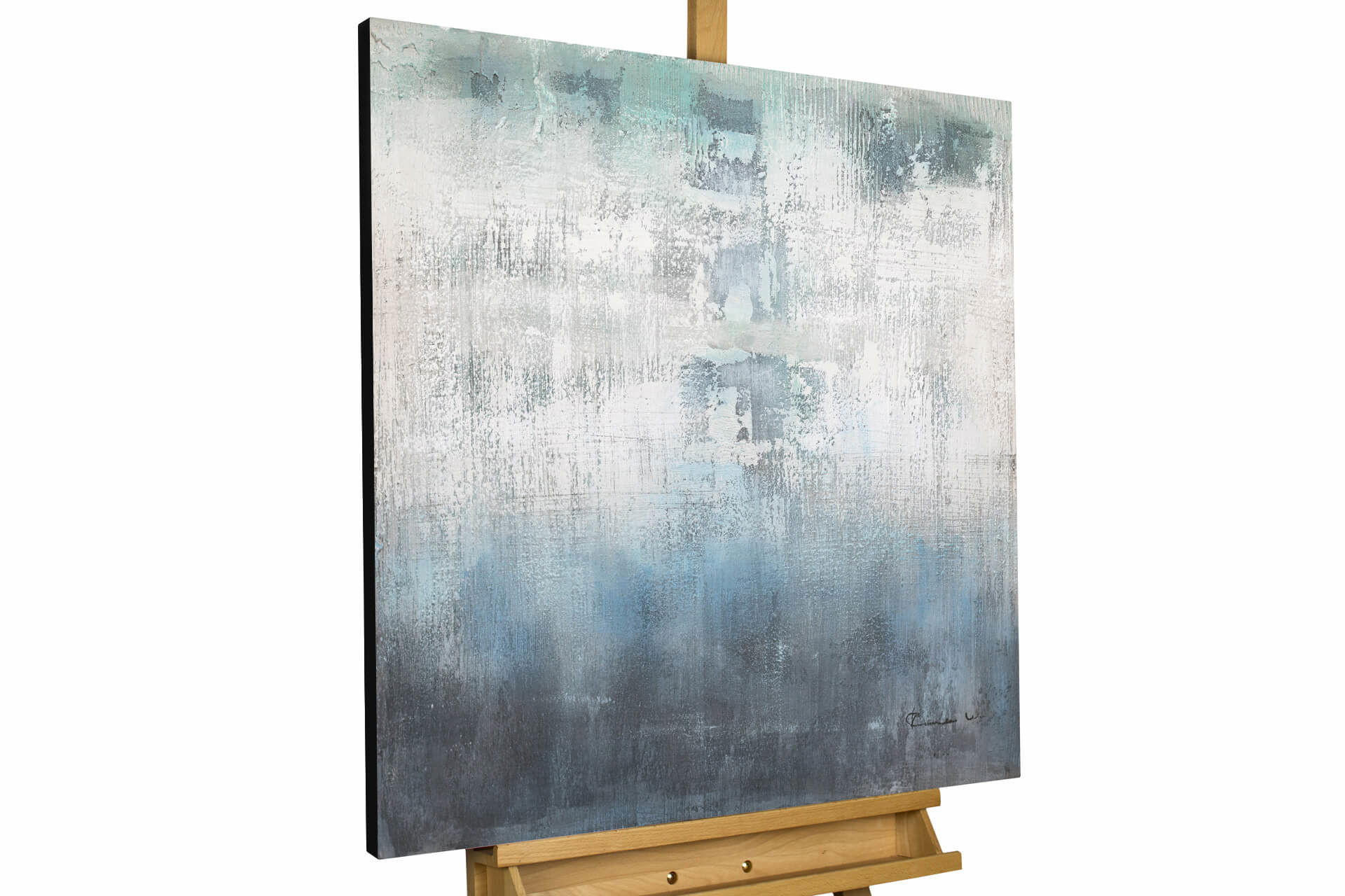 ACRYLBILD HANDGEMALT 80/80 cm - Blau/Weiß, Holz/Textil (80/80cm) - KUNSTLOFT