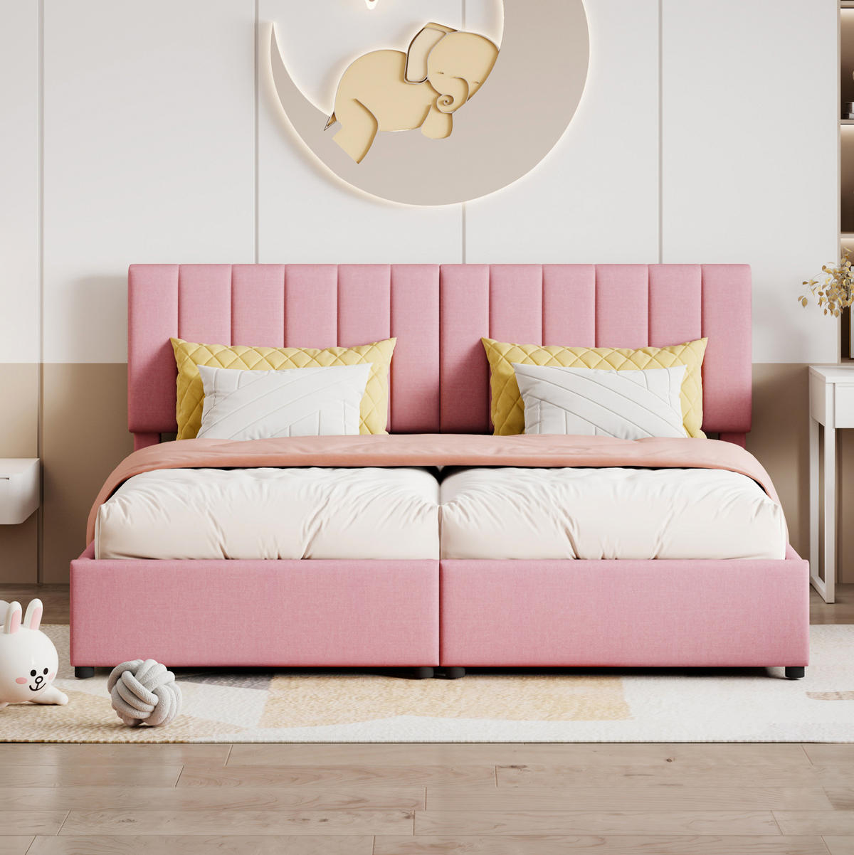 POLSTERBETT mit hydraulischem Stauraum 180x200 cm Rosa - Pink, Metall (180/200cm) - Meubliv