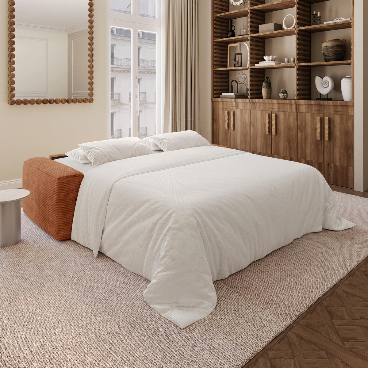 SCHLAFSOFA Express COMO Cord Terrakotta 236cm - Dunkelorange/Terracotta, Textil (236/78/100cm) - Premium Interiors