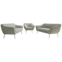 SEDACIA ZOSTAVA 3+3+1 PIRS - Svetlosivá Štruktúrovaná látka - Biele nohy - biela/svetlosivá, kompozitné drevo/textil (180/75/74cm) - MKS