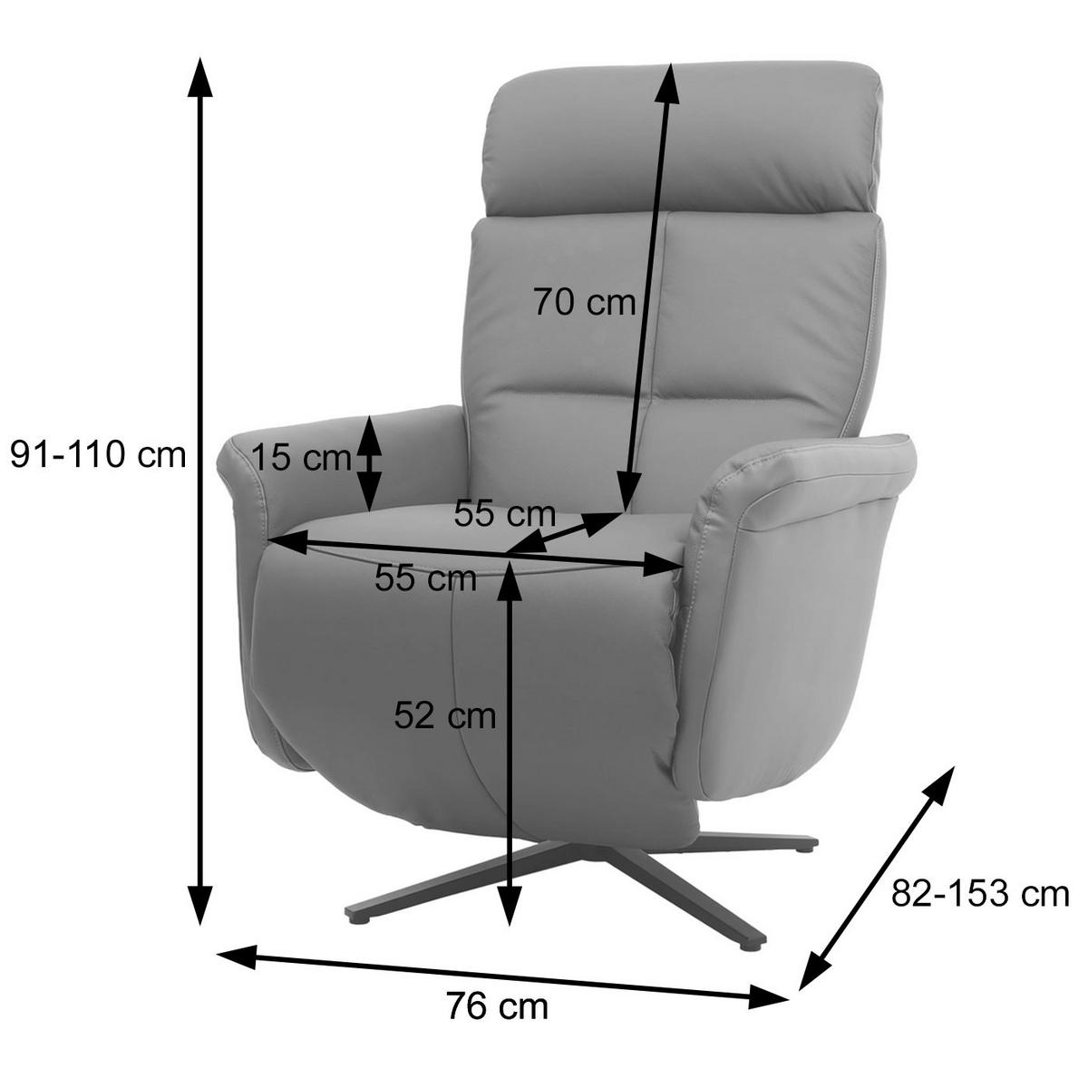 RELAXSESSEL Cremeweiß - Weiß, Leder (76/110/153cm) - MCW