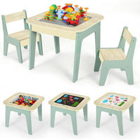 KINDERTISCH mit 2 Stühlen 4-in-1 Multifunktion Grün - Hellgrün, Holzwerkstoff (50/49/54cm)
