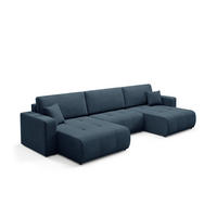 PANORAMASOFA Giulia 5 Sitzplätze Blau - Blau, Holz (344/82/149cm) - Petits-meubles