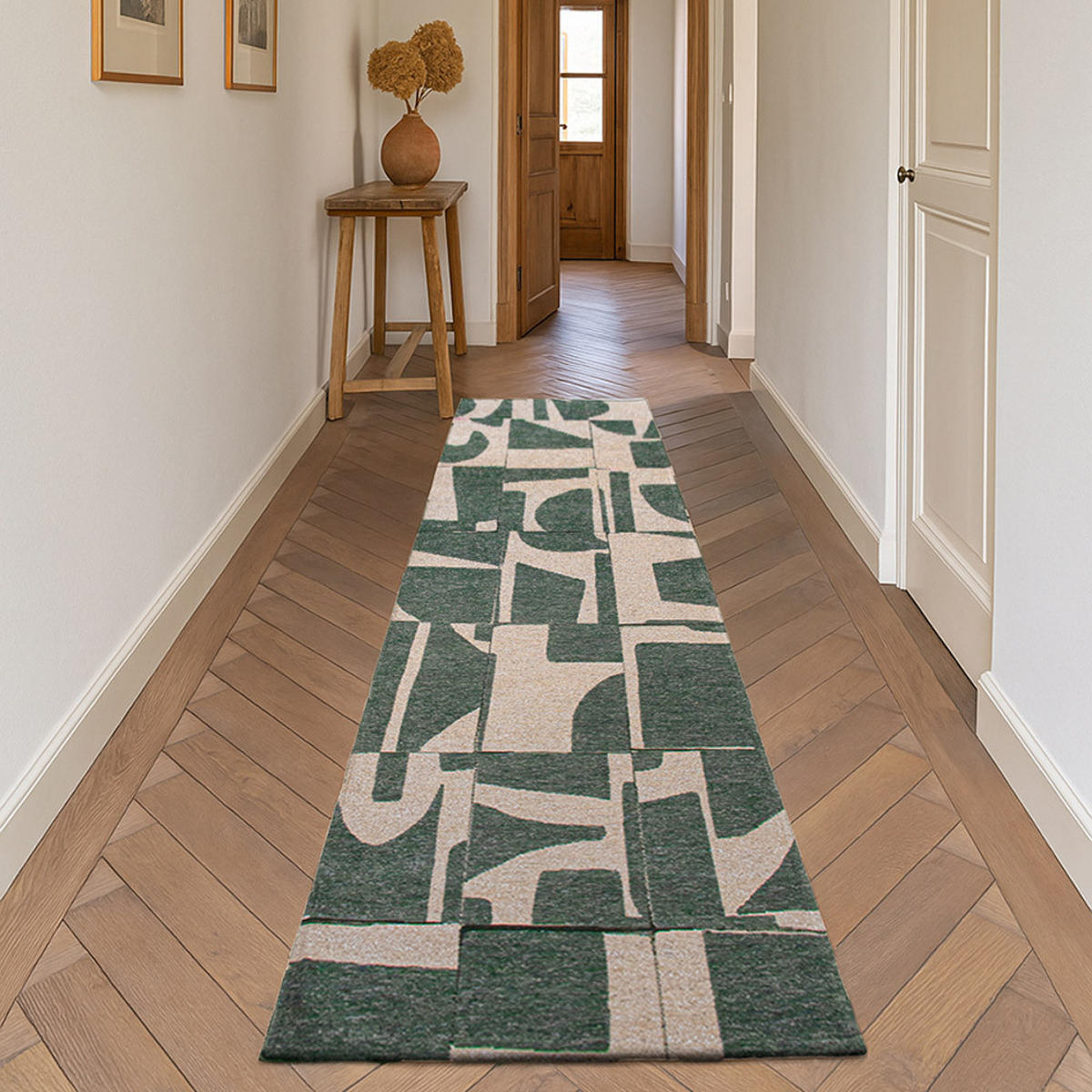 TEPPICH Sea Spray Craft Papercut 80/250 cm - Grün, Textil (80/250cm) - Louis De Poortere