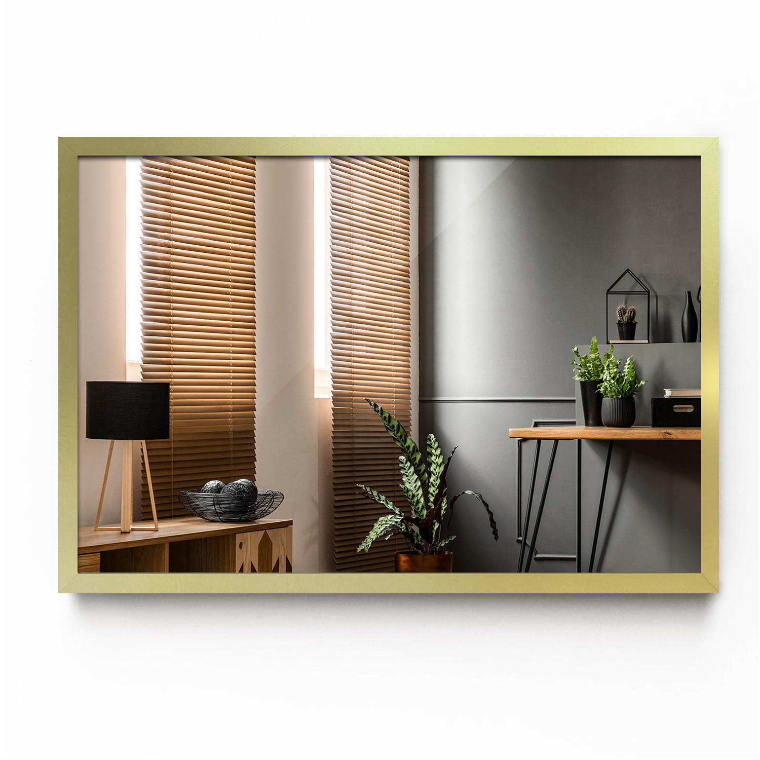 OGLEDALO u okviru zlatno 40x60 cm - zlatne boje, staklo (60/40/0.4cm) - TULUP