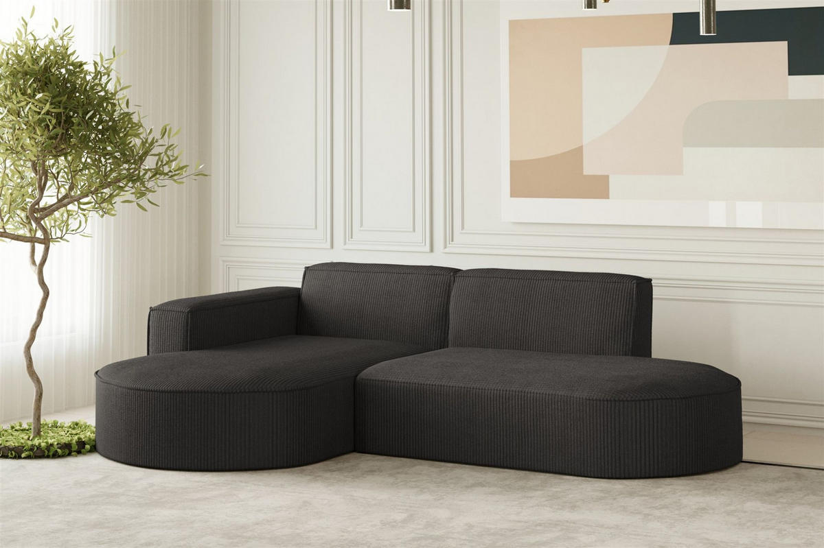 ECKSOFA Palma Xs In Scala - Anthrazit, Holzwerkstoff/Textil (236/165cm) - Fun Möbel