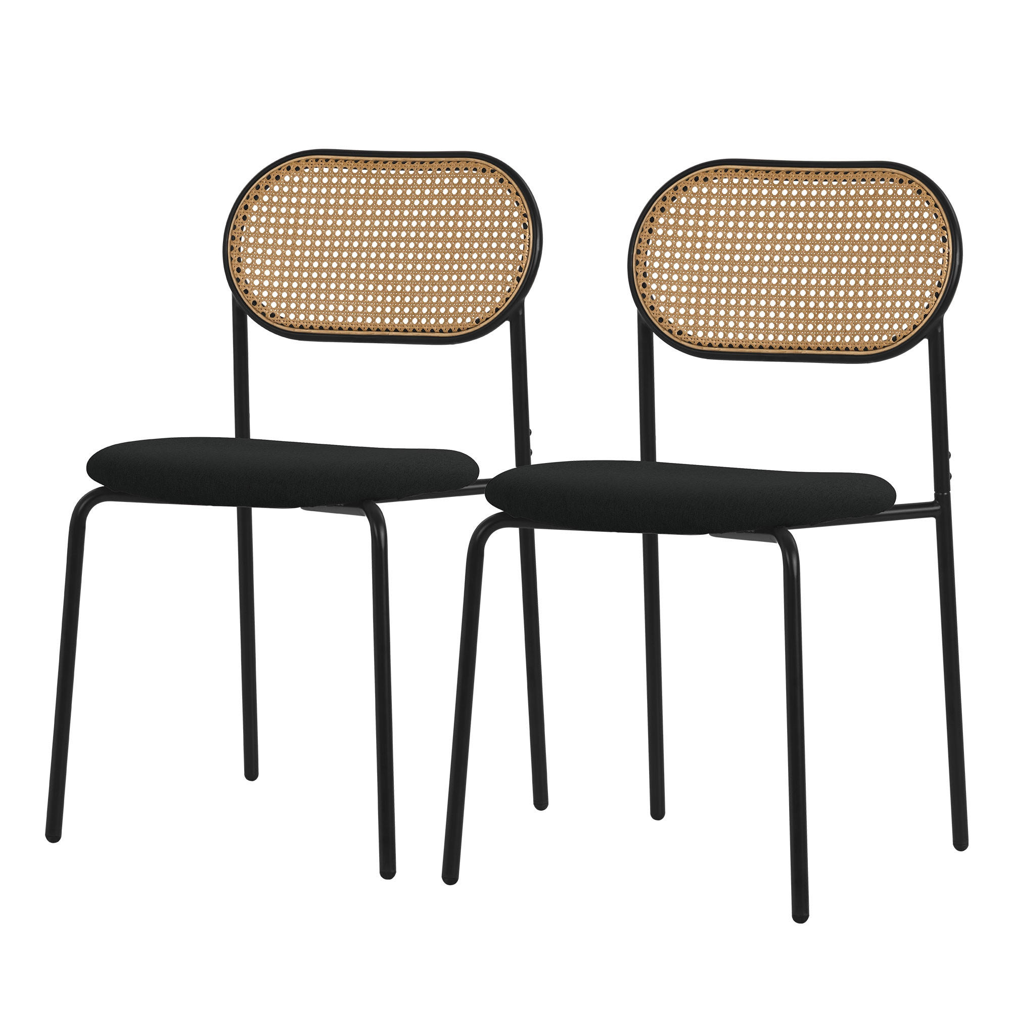 ML-DESIGN JÍDELNÍ ŽIDLE, SADA 2 KS, černý ratan