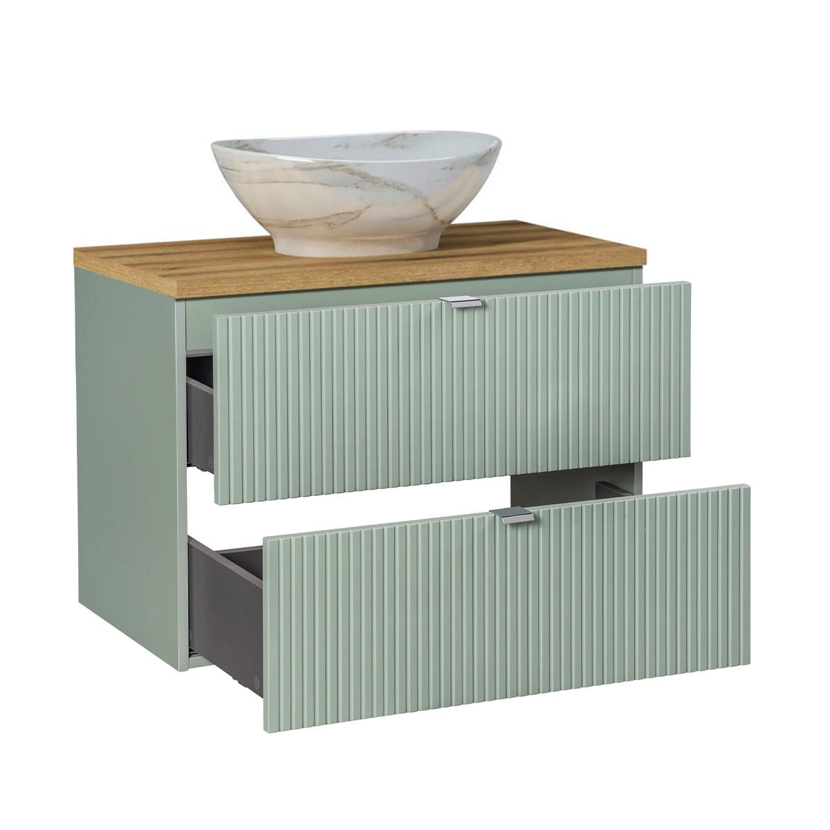 WASCHTISCH 80.4cm Jade Grün und Holz - Grün, Holzwerkstoff (80.4/59/40cm) - Petits-meubles