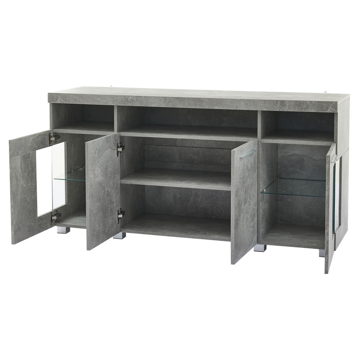 SIDEBOARD 140/40/70 cm Hochglanz und LED,mit Stauraum - Transparent/Weiß, Glas/Holzwerkstoff (140/70/40cm) - EVRYAE