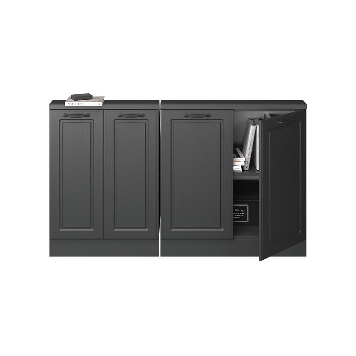 DACHSCHRÄGENSCHRANK-SET Rion Anthrazit Landhaus/Anthrazit 2er Set - Anthrazit, Holzwerkstoff (140/81.6/46cm) - Vicco