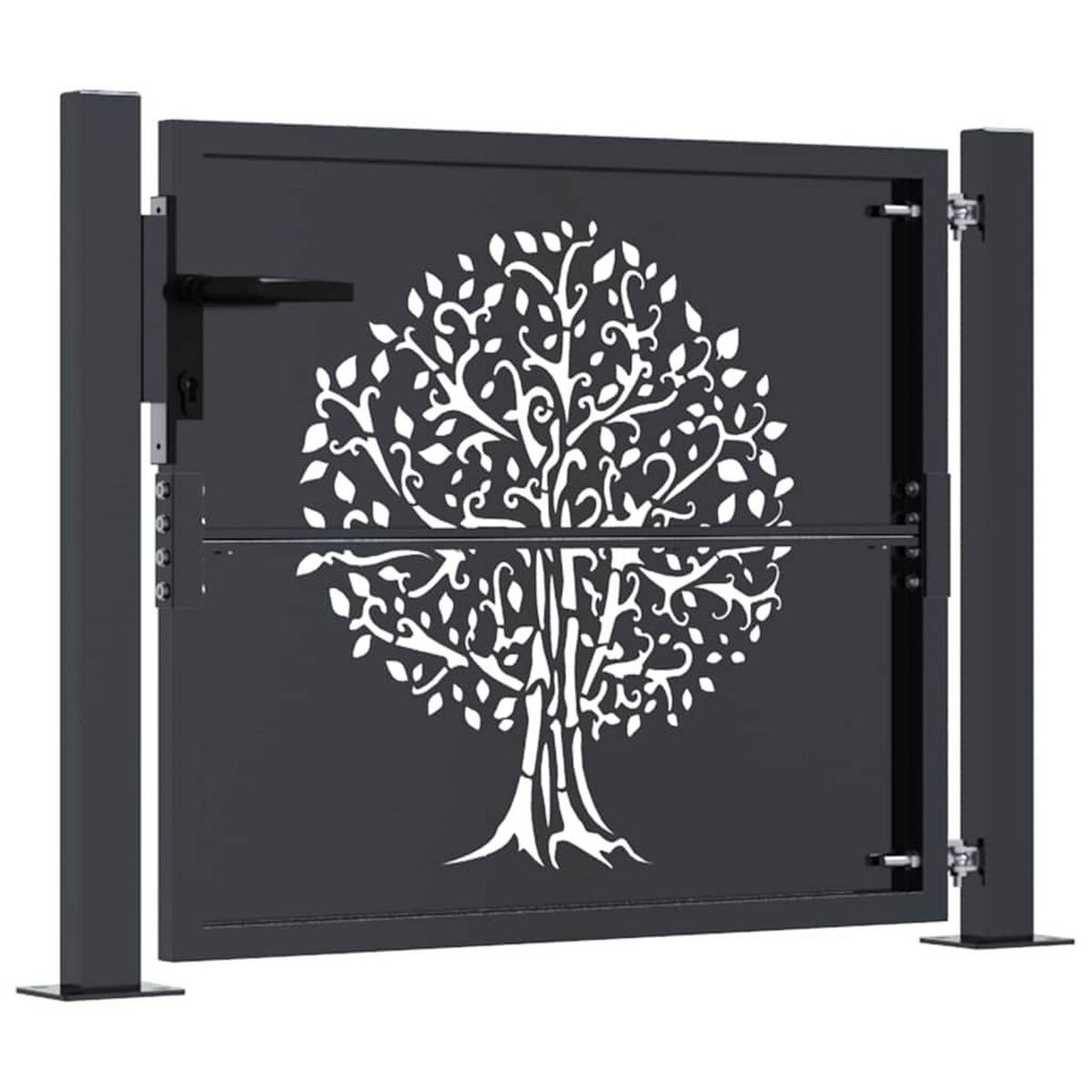 GARTENTOR im Baum-Design, 105/155 cm, aus Stahl, Anthrazit - Grau, Metall (105/105cm) - vidaXL